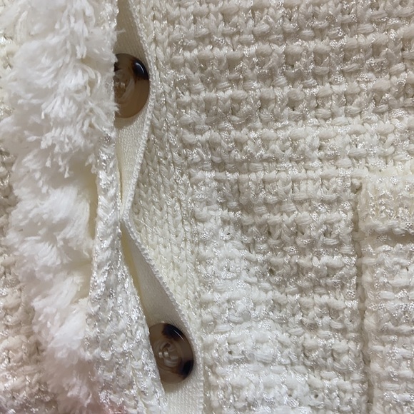 Ann Taylor white cardigan with fringe detail - Picture 4 of 5